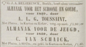Advertentie uit de Opregte Haarlemsche Courant van 14-11-1848